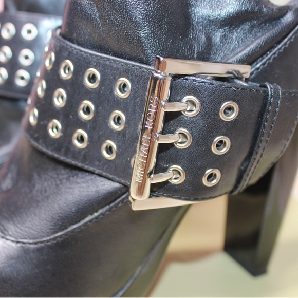 Ladies Michael Kors Black Leather St.Marks Peel Toe Heels Sz 8.5 - Picture 2 of 5